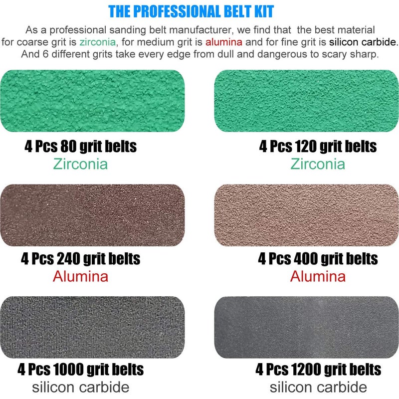 Tockrop 24 Pcs 3/4" x 12" Replacement Knife Sharpener Sanding Belt Kit for Work Sharp Knife & Tool Sharpener Ken Onion Edition (WSKTS-KO) - 80/120/240/400/1000/1200 Grits (3/4 x 12 Inch) - Image 2